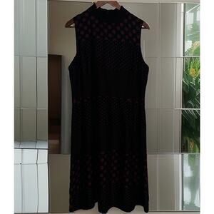 NWT Who What Wear Dress Women’s Large Sleeveless BLACK Rear Zip Polka Dots